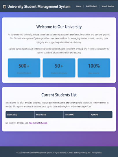 Student Management System Project Screenshot