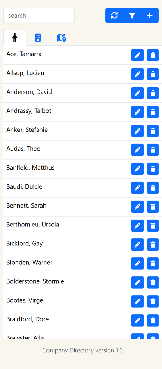 Company Directory Web Application Screenshot